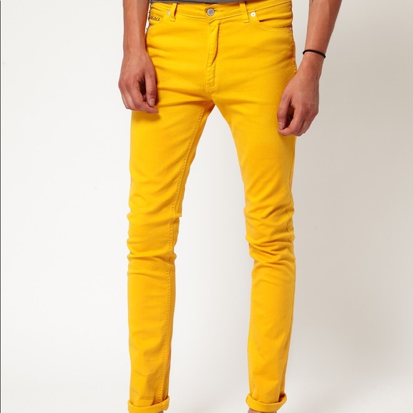 men's yellow jeans